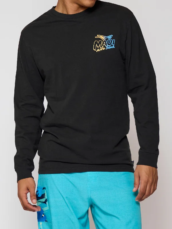 Men's short-sleeve bold sturdy-value top-Sun & Surf Long Sleeve in Black