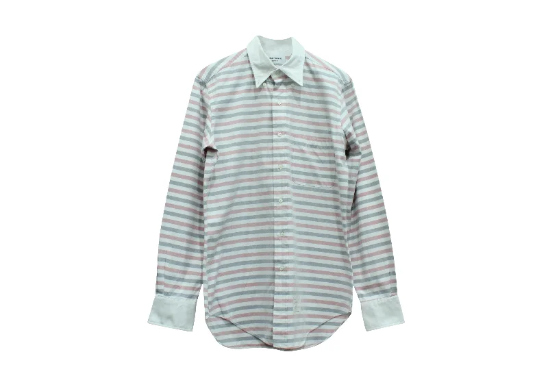 Thom Browne Classic Long Sleeve Stripe Shirt in Multicolor Cotton