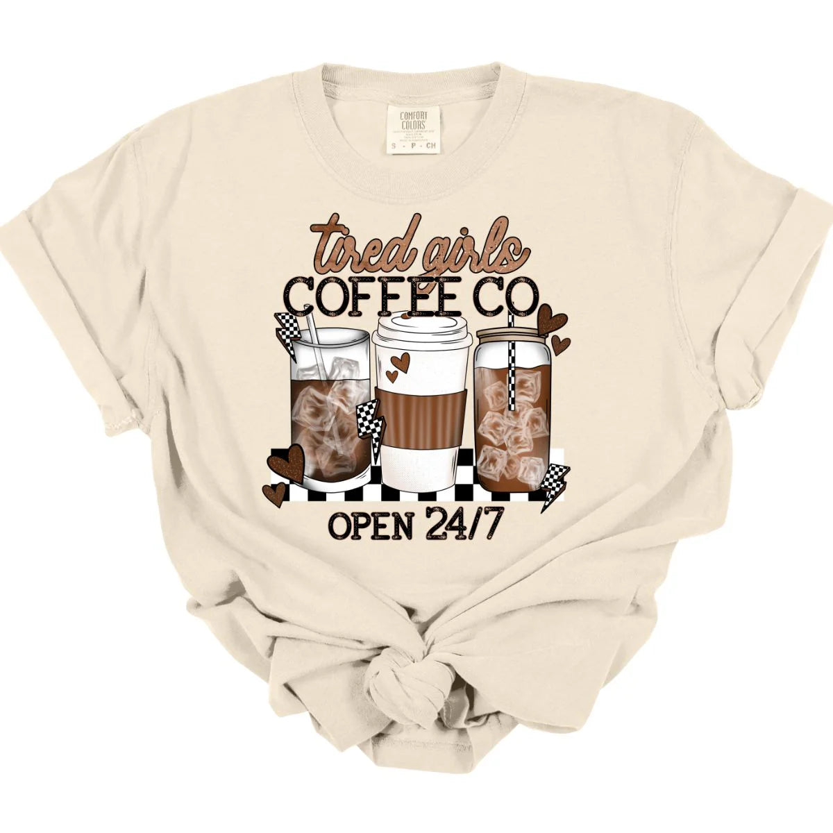 Men's short-sleeve urban warm-dense-poly shirt-Tired Girls Coffee Co. Tee  *MADE TO ORDER*