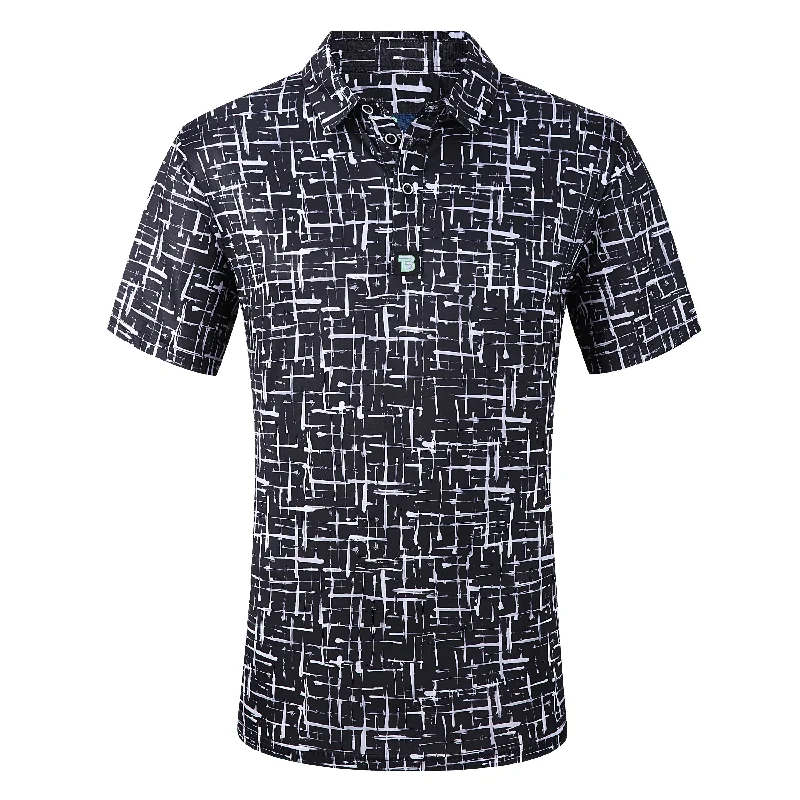 Men's short-sleeve casual bold-rich-sporty-stark-black tee-Tom Baine Men's Performance Four-Way Stretch Golf Polo