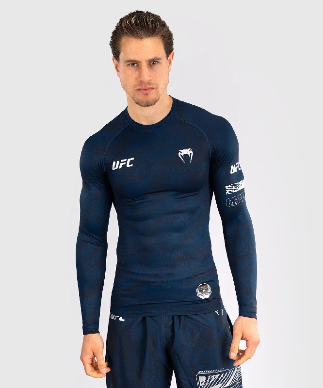 Men's short-sleeve retro cool-rugged-urban-chill-stone top-UFC Fusion by Venum Fight Week Men’s Performance Long Sleeve Rashguard - Oceanic Blue