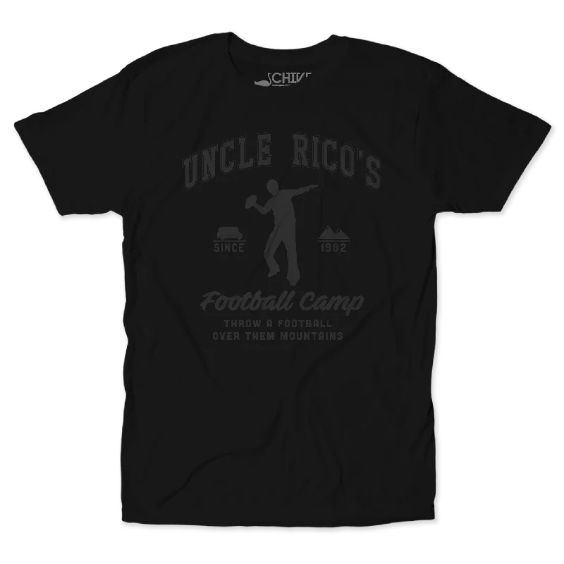 Men's short-sleeve deep classic-muted-worn-denim tee-Uncle Rico's Football Camp Blackout Tee