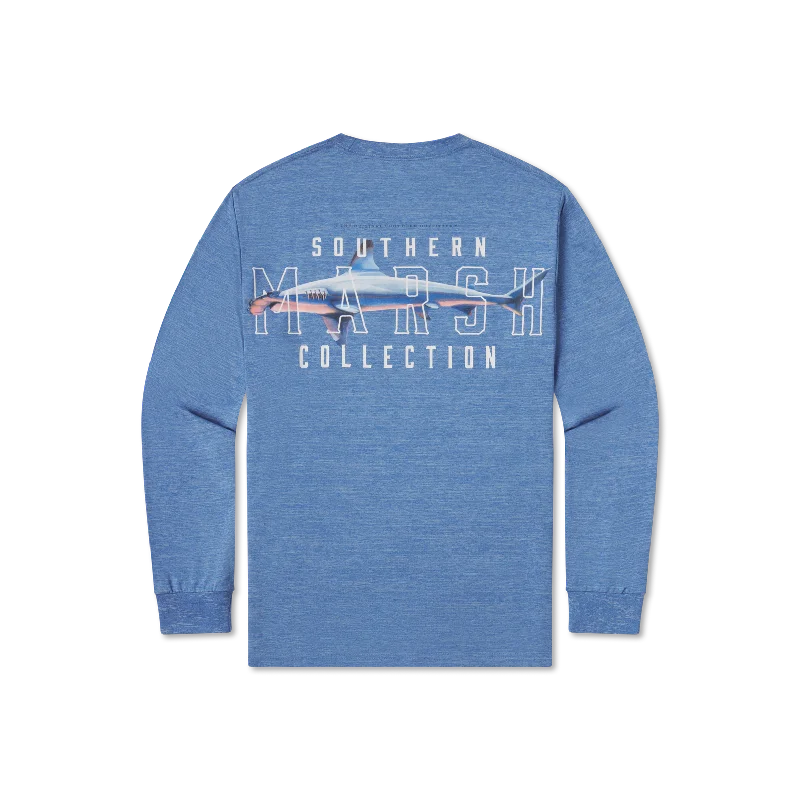 Men's short-sleeve bold rich-sporty-subtle-velvety tee-Youth FieldTec™ Heathered - Hammerhead - Long Sleeve