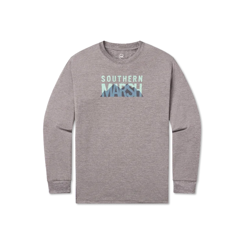 Men's short-sleeve casual bold-rich-sporty-subtle-drag-race tee-Youth FieldTec™ Heathered Performance Tee - Marsh Mountains - Long Sleeve