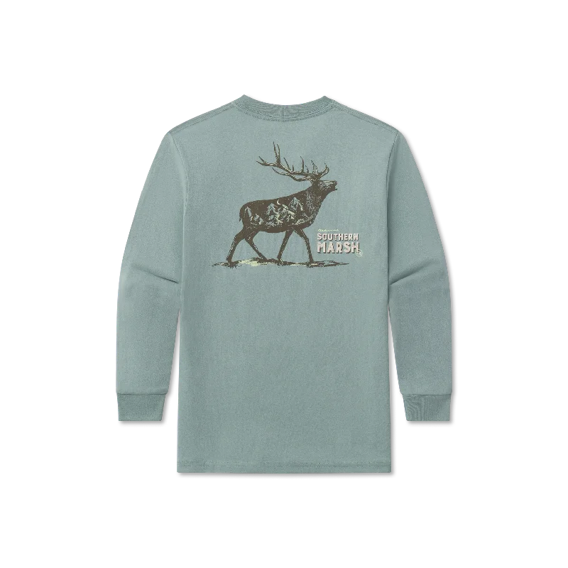 Men's short-sleeve muted fresh-modern-ridge tee-Youth Starry Silhouette Tee - Elk - Long Sleeve