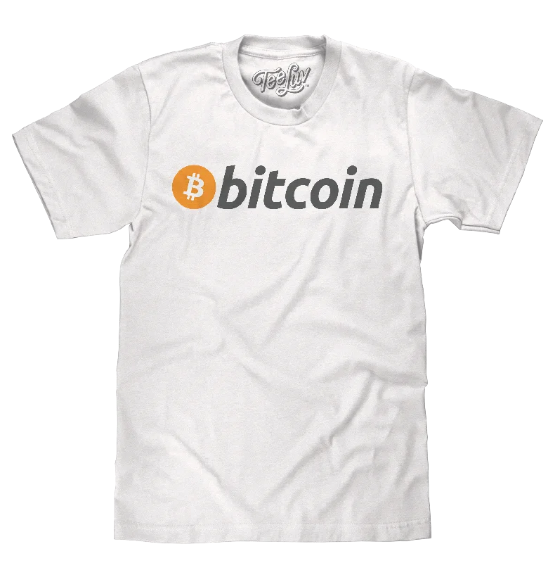 Men's short-sleeve deep classic-muted-big-gradient shirt-Bitcoin Cryptocurrency Logo T-Shirt - White