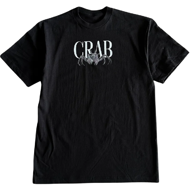 Men's short-sleeve casual bold-rich-sporty-fierce-print shirt-Black and White Crab Tee