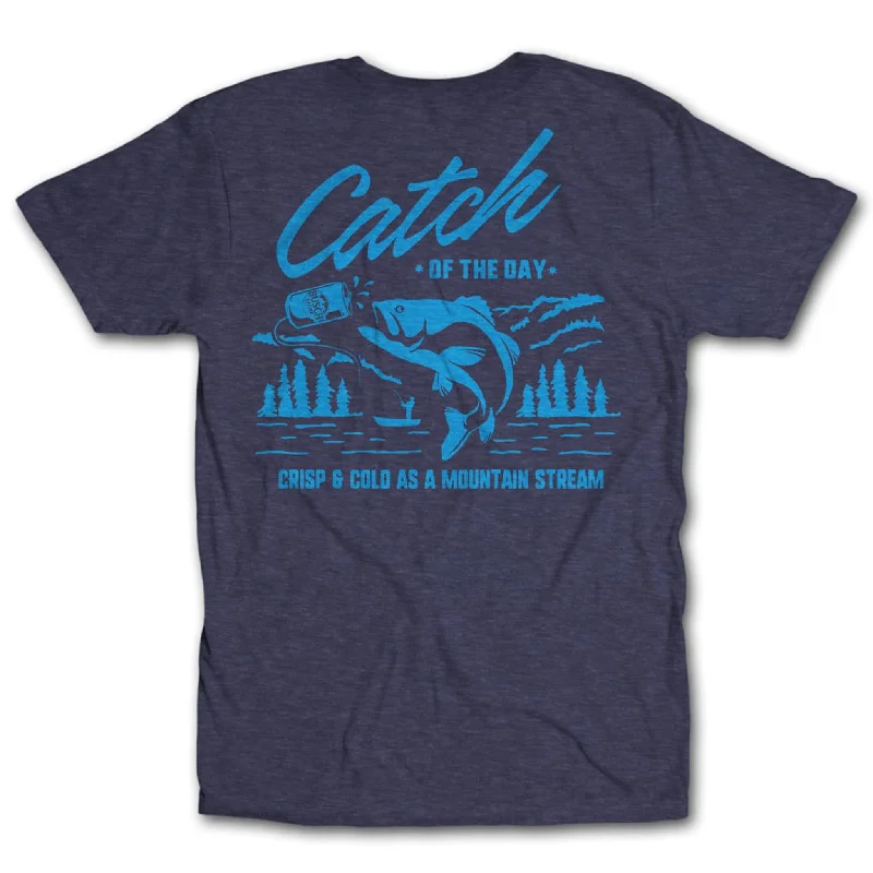 Men's short-sleeve modern ridge top-Busch White Catch of the Day Tee