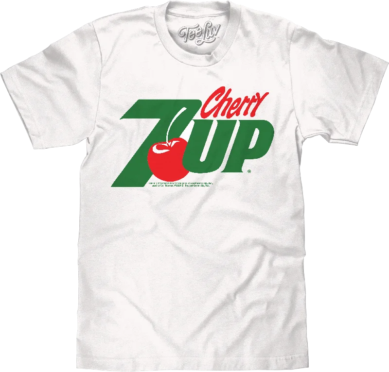 Men's short-sleeve warm stylish-sleek-neutral-sheen-silk tee-Cherry 7UP Soda T-Shirt - White