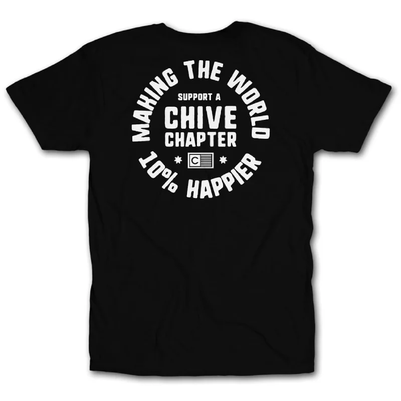 Men's short-sleeve sleek stunt top-Chive Chapter 10% Happier White Tee