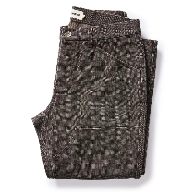 men's slim fit festival dull blue pants-men's tailored outdoor luster olive pants-The Chore Pant in Soil Chipped Canvas