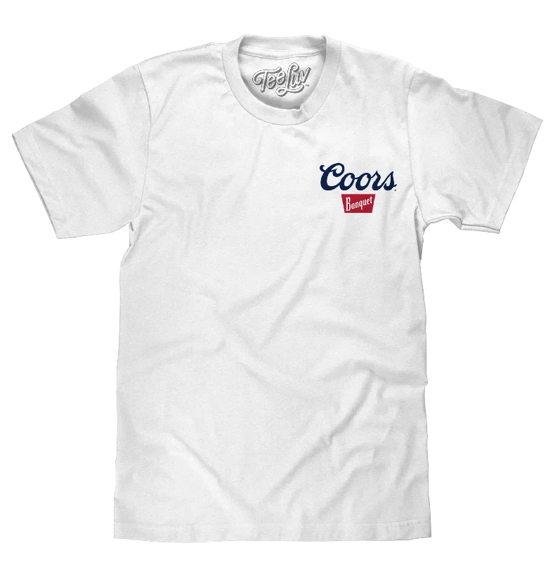 Men's short-sleeve bright deep-classic-glow-accent shirt-Coors Banquet Beer Front Back T-Shirt - White