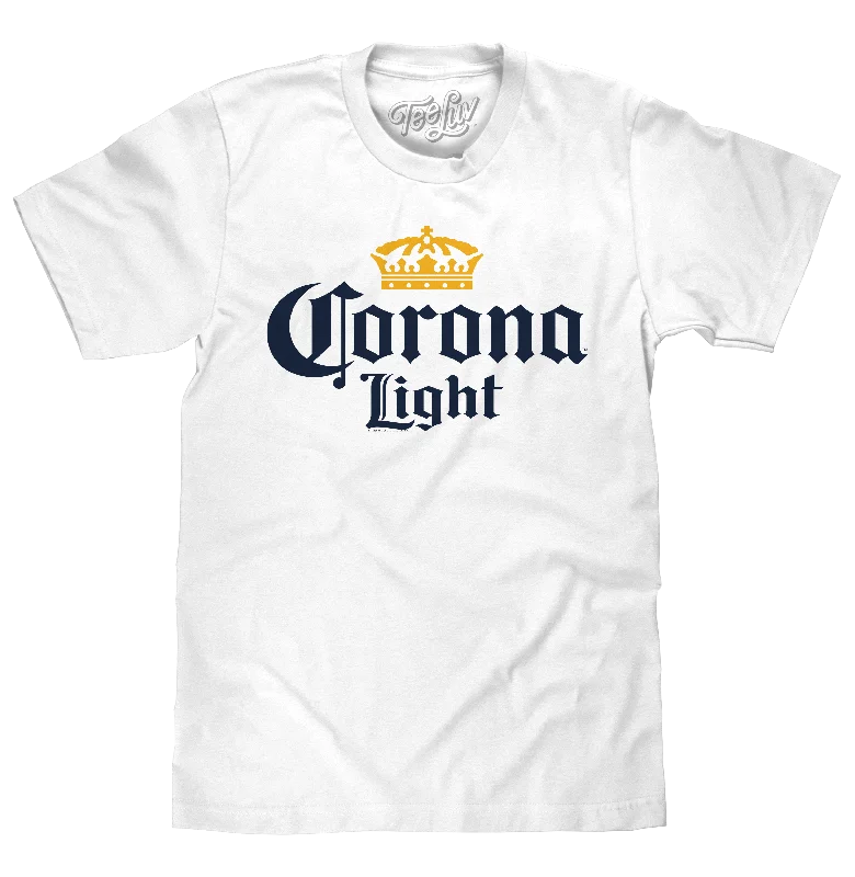 Men's short-sleeve classic muted-fresh-modern-deep-purple tee-Corona Light Logo T-Shirt - White