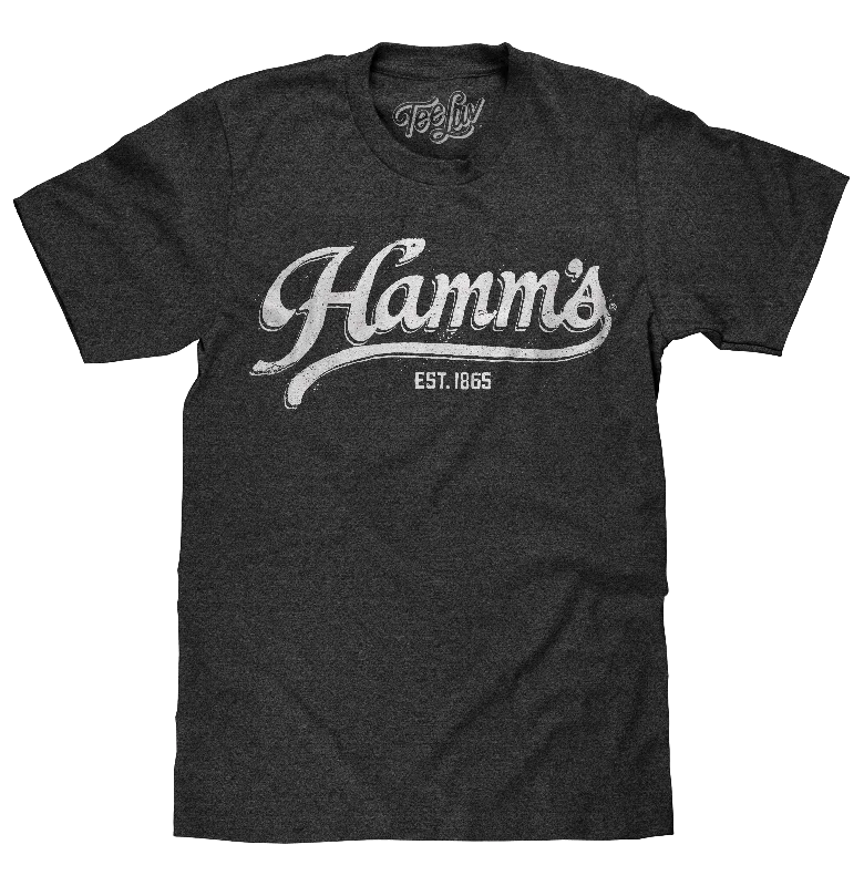 Men's short-sleeve sleek pearl shirt-Hamm's Established 1865 White Print T-Shirt - Gray