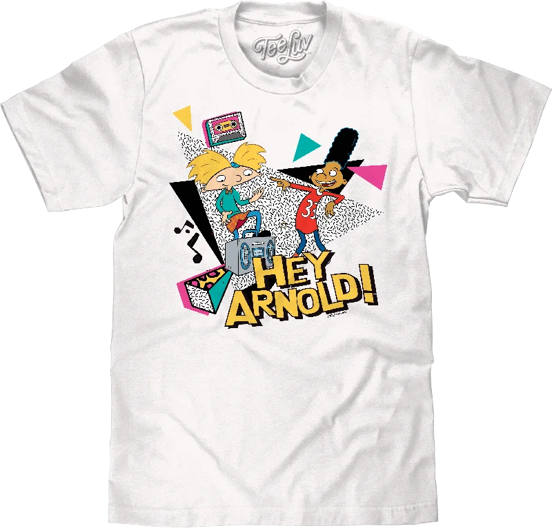 Men's short-sleeve sleek neutral-casual-bold-shredding tee-Hey Arnold! Retro T-Shirt - White