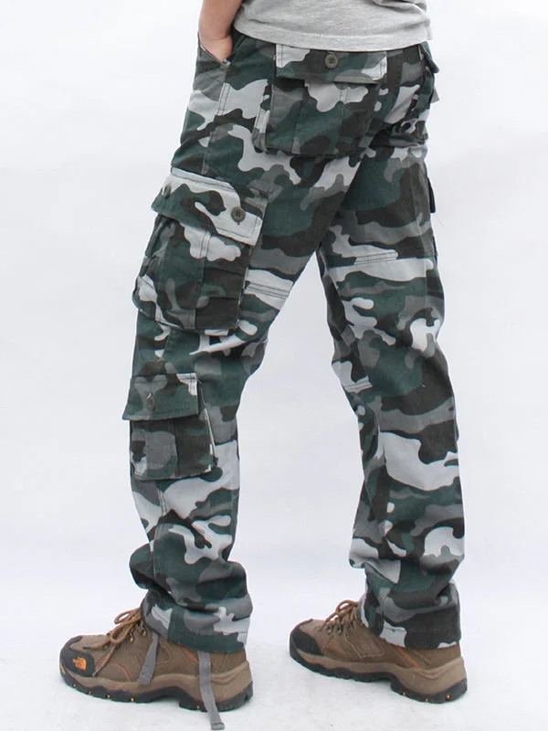 men's flat-front evening dull red pants-men's slim casual weekend luster brown pants-Men‘s Camouflage Military Trousers Straight Leg Cotton Cargo Pants