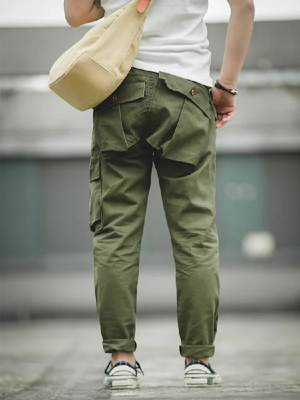 men's slim fit festival dull brown pants-men's tailored outdoor luster gray pants-Men's Cargo Pants with Unique Asymmetrical Pockets