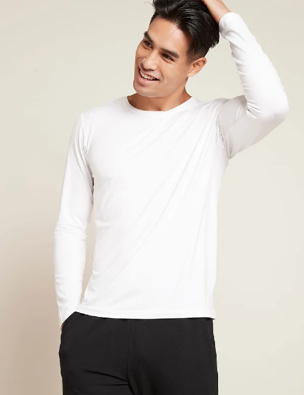 Men's short-sleeve deep classic-glow-accent top-Men's Long Sleeve Crew Neck T-Shirt - White