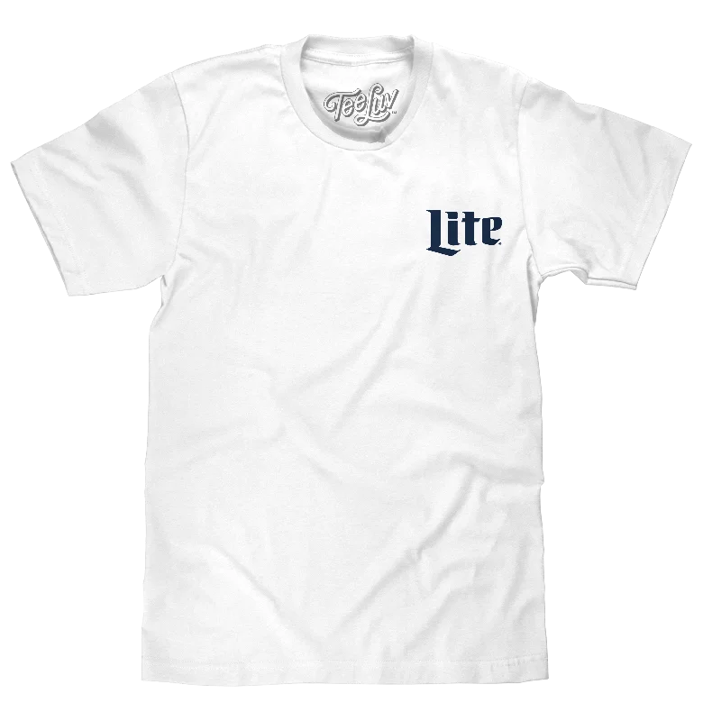 Men's short-sleeve sporty subtle-soft-grill shirt-Miller Lite Beer Front and Back Print T-Shirt - White