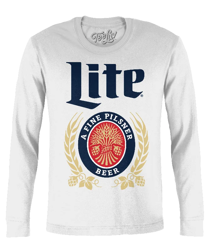 Men's short-sleeve soft trendy-bright-deep-classic-casting tee-Miller Lite Beer Long Sleeve T-Shirt - White