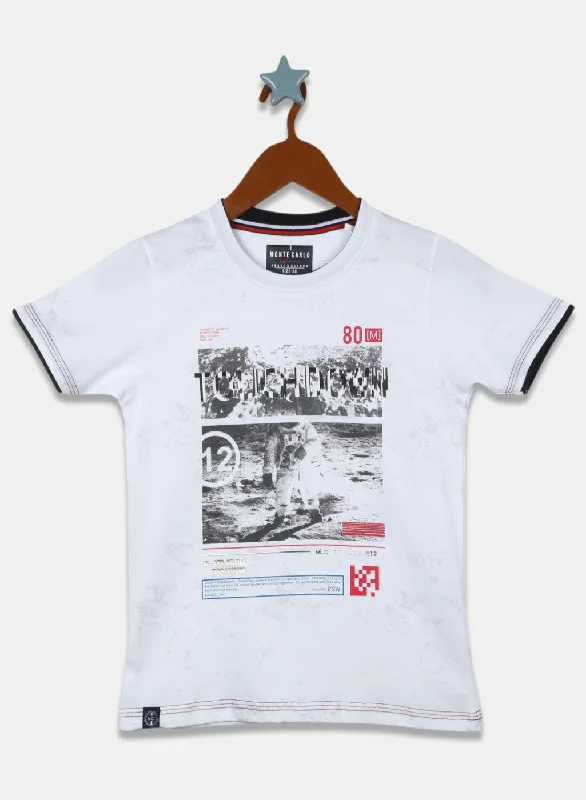 Men's short-sleeve classic muted-fresh-modern-vibrant-breakdance tee-Boys White Printed T-Shirt