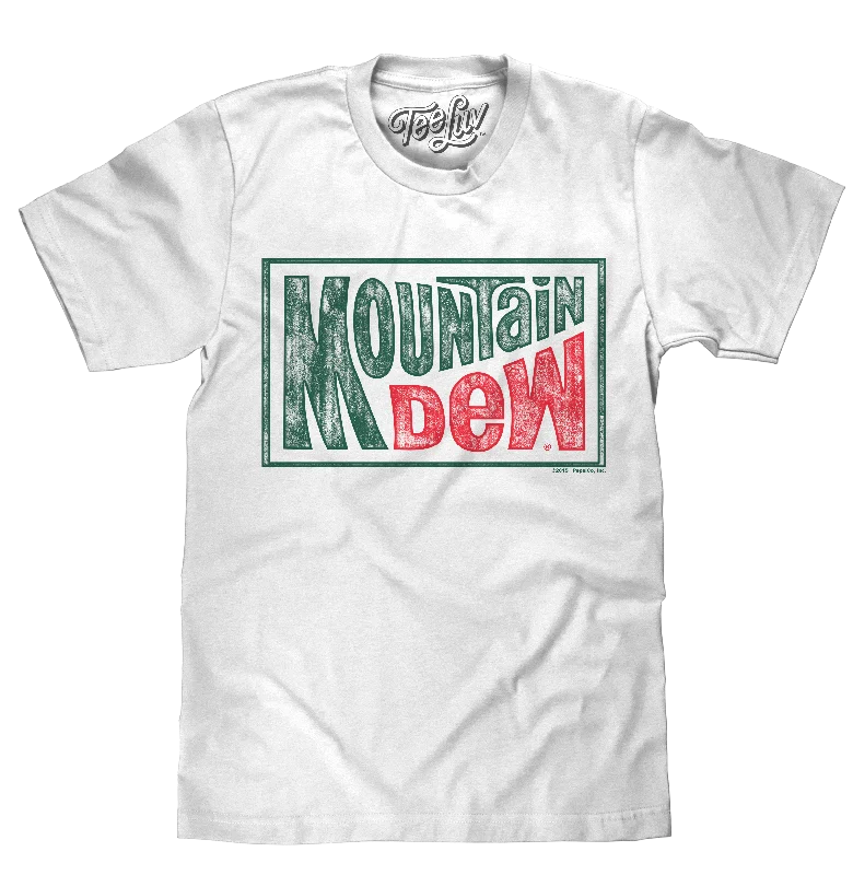 Men's short-sleeve fitted tan top-Mountain Dew Retro Logo T-Shirt - White