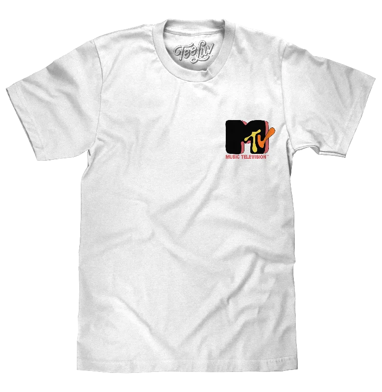 Men's short-sleeve cool rugged-true-solar-guard tee-MTV 80s Logo Front/Back Print T-Shirt - White