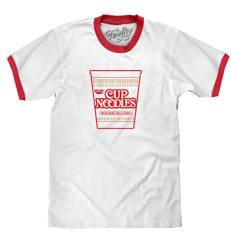 Men's short-sleeve rich sporty-subtle-soft-olive tee-Nissin Cup Noodles Ringer T-Shirt - White/Red