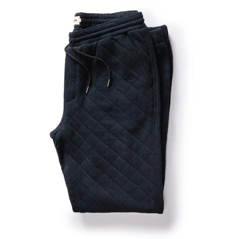 men's stretch office sheen white pants-men's slim fit festival matte black pants-The Quilted Jersey Pant in Midnight Heather