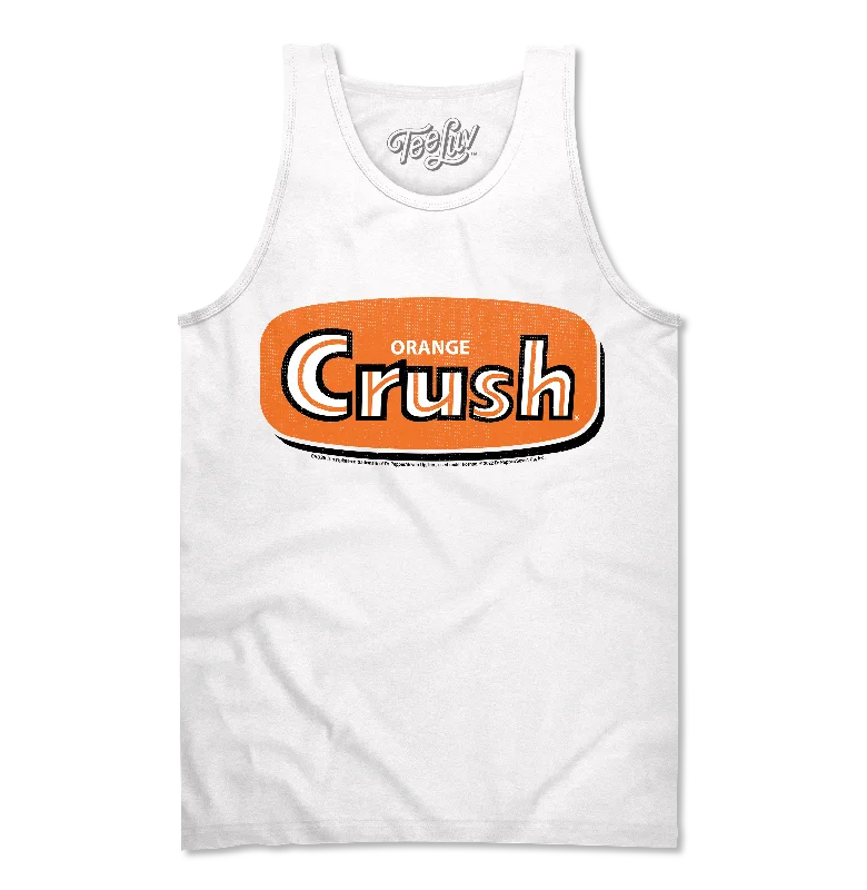 Men's short-sleeve tropical retro-cool-true-gold shirt-Retro Orange Crush Logo Tank Top - White