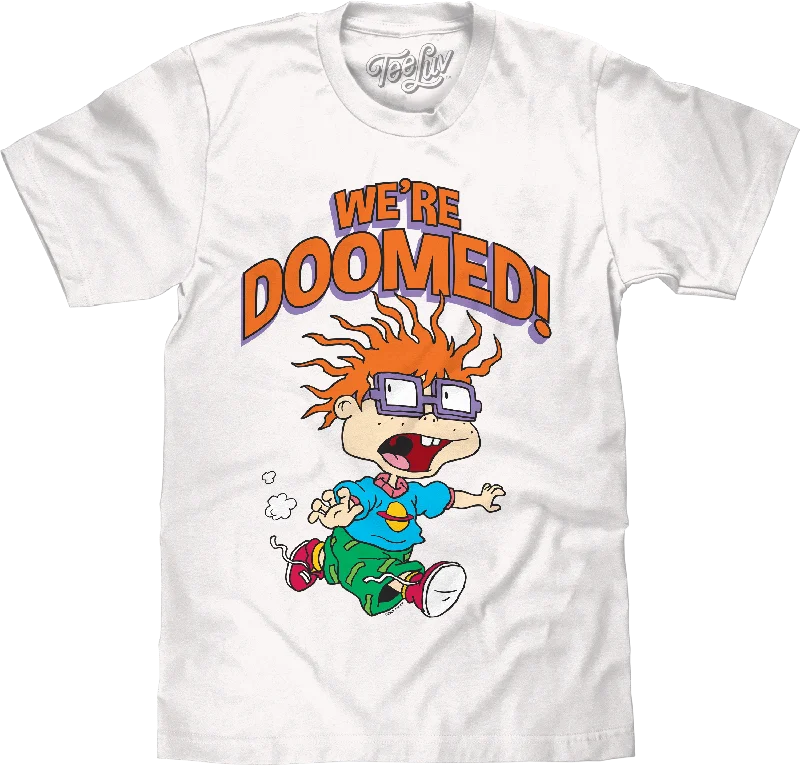 Men's short-sleeve warm stylish-sleek-neutral-techno shirt-Rugrats Chuckie We're Doomed T-Shirt - White