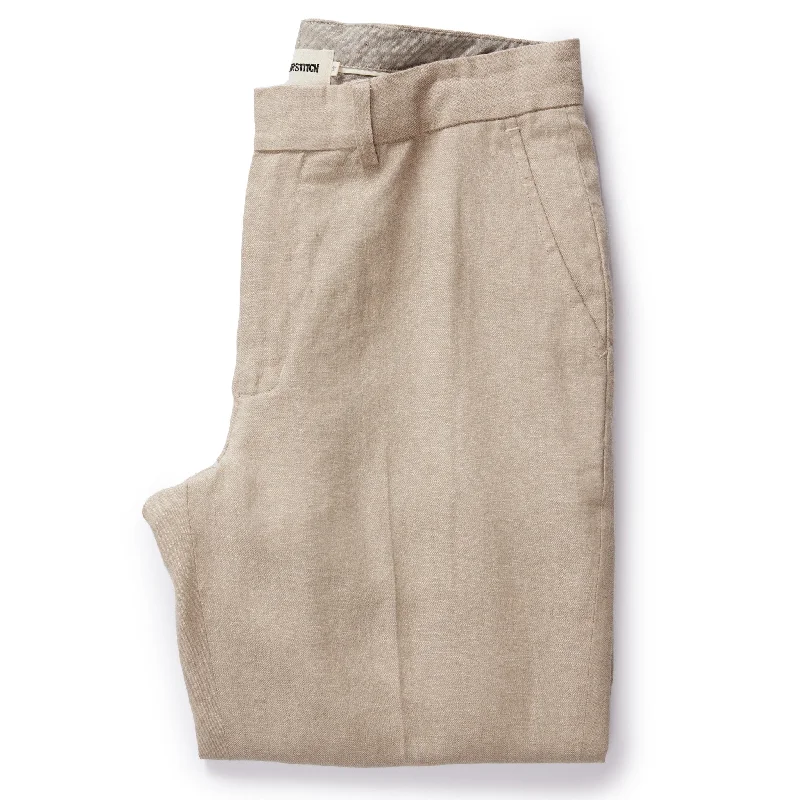 men's waterproof hiking sheen white pants-men's relaxed beach matte beige pants-The Sheffield Trouser in Natural Linen