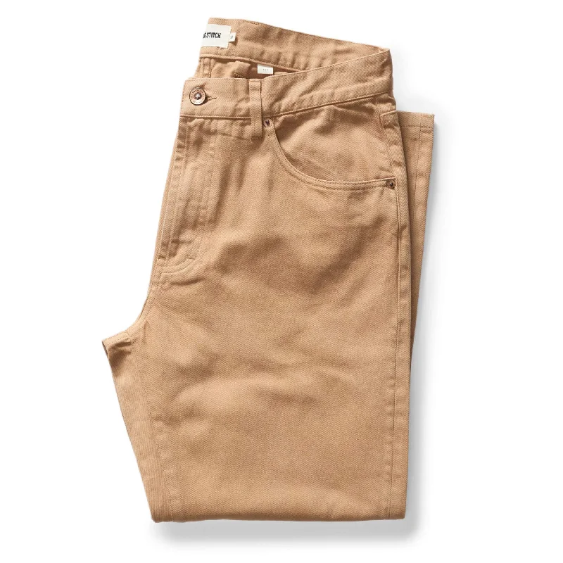 men's wide-leg leather blue pants-men's relaxed formal dinner gloss olive pants-The Slim All Day Pant in Tobacco Selvage Denim