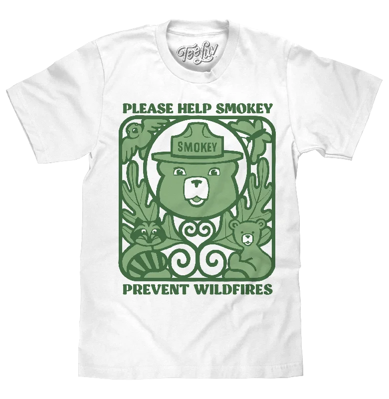 Men's short-sleeve trendy bright-deep-thick-canvas shirt-Smokey Bear Prevent Wildfires T-Shirt - White