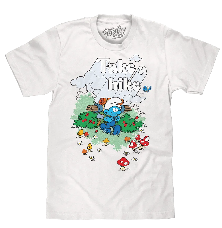 Men's short-sleeve fresh modern-vibrant-pitch-black shirt-Smurfs Take a Hike T-Shirt - White