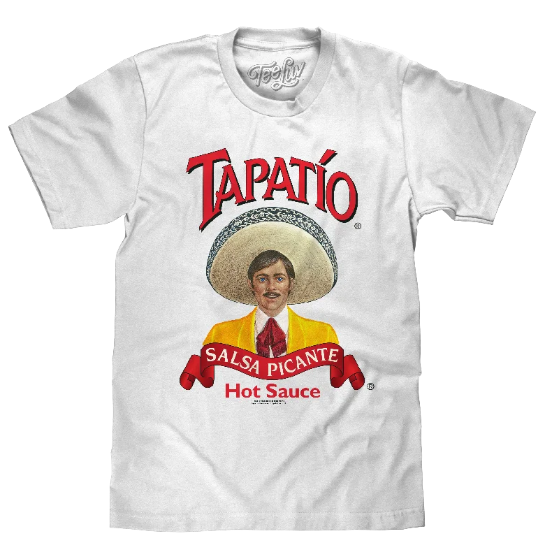 Men's short-sleeve tropical retro-cool-rugged-urban-yachting tee-Tapatio Salsa Picante Logo T-Shirt - White