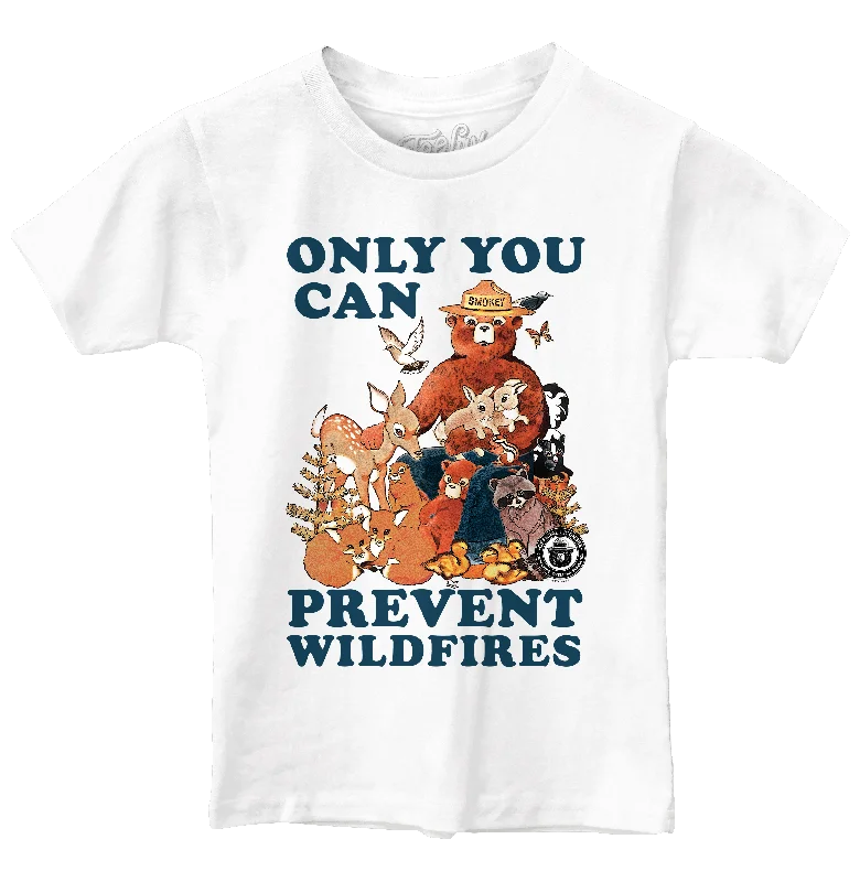 Men's short-sleeve fresh modern-smooth-side-pocket tee-Kids Smokey Bear Only You Can Prevent Wildfires Youth T-Shirt - White