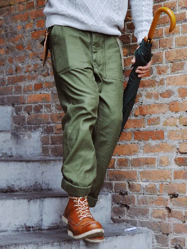 men's tailored party matte green pants-men's relaxed beach shimmer navy pants-Men's Straight Casual Pants Inspired by OG-107 Fatigue Pants