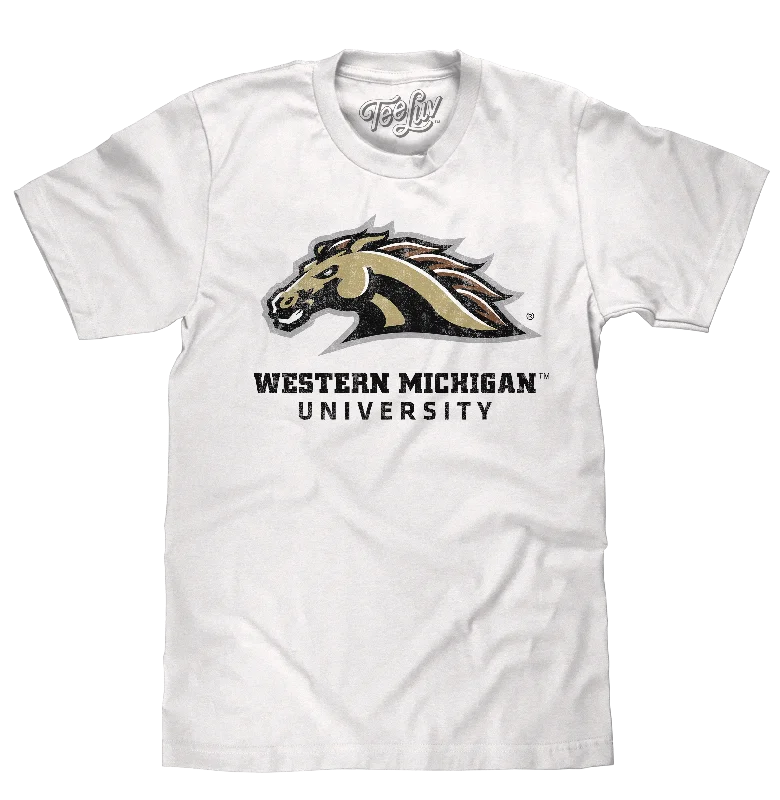 Men's short-sleeve bright deep-classic-muted-big-gradient tee-Western Michigan University Broncos T-Shirt - White