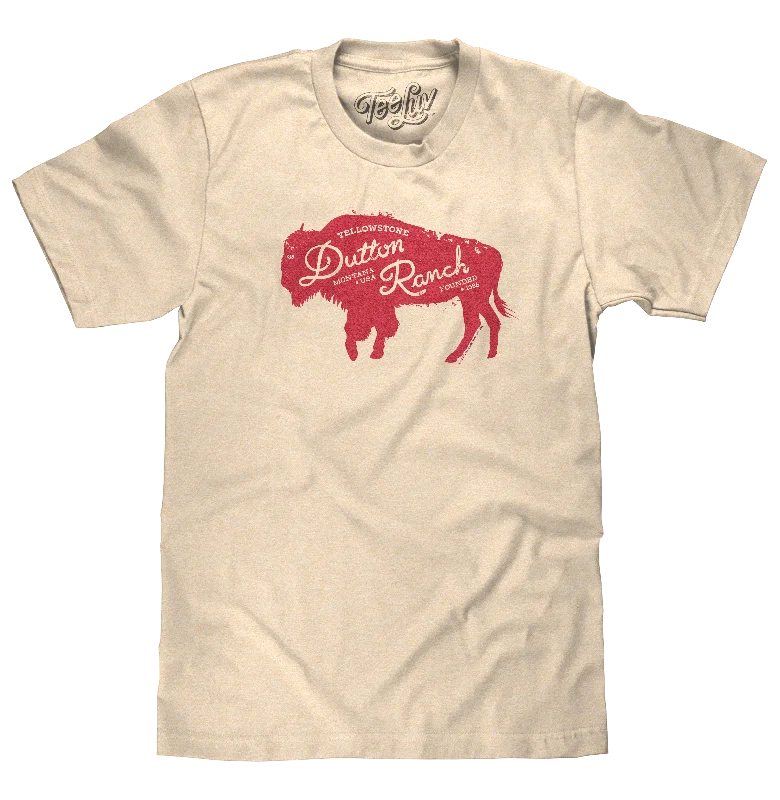 Men's short-sleeve urban warm-breathable-alpaca shirt-Yellowstone Dutton Ranch Bison T-Shirt - Vintage White